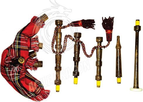 Mini Highland Scottish Bagpipes Rosewood irish Starter playable for beginner/baby kids junior Toy bagpipe Set 2reeds,Backpack (kids royal stewart) in Kuwait