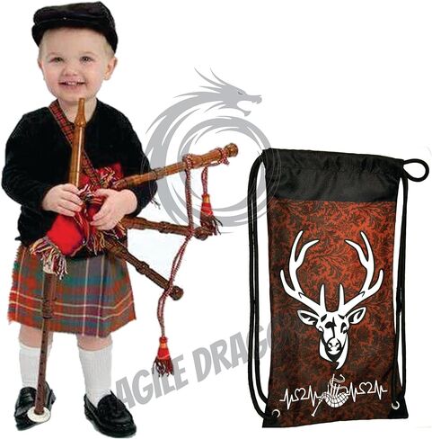 Mini Highland Scottish Bagpipes Rosewood irish Starter playable for beginner/baby kids junior Toy bagpipe Set 2reeds,Backpack (kids royal stewart) in Kuwait