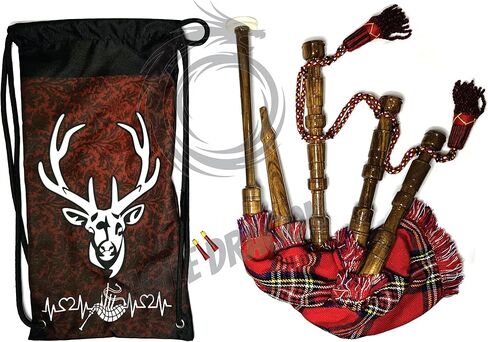 Mini Highland Scottish Bagpipes Rosewood irish Starter playable for beginner/baby kids junior Toy bagpipe Set 2reeds,Backpack (kids royal stewart) in Kuwait
