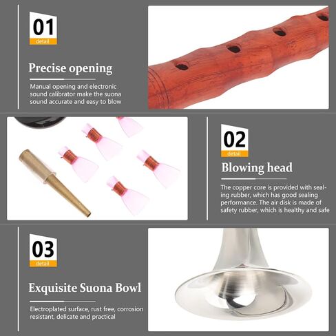 1 Set of Chinese Suona G-key Suona Instrument Wood Wind Instrument for Beginners Flutes Musical Instruments 27x8.5cm in Kuwait
