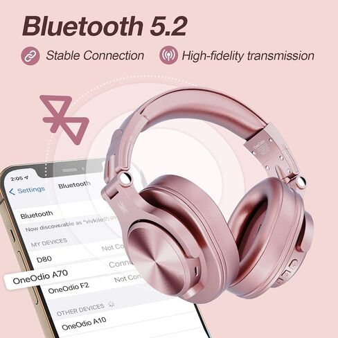 OneOdio A70 Bluetooth Over-Ear Headphones, Hi-Res Wired DJ Studio - Black in Saudi Arabia