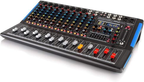Pyle 8-Channel Bluetooth Studio Audio Mixer - واجهة وحدة تحكم الصوت DJ مع محرك USB لإدخال تسجيل الكمبيوتر، مقبس ميكروفون XLR، طاقة 48 فولت، إدخال/إخراج RCA للمحترفين والمبتدئين - PMXU88BT in Kuwait
