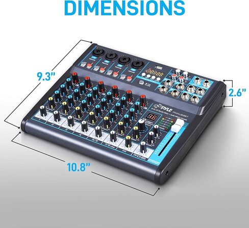 Pyle 8-Channel Bluetooth Studio Audio Mixer - واجهة وحدة تحكم الصوت DJ مع محرك USB لإدخال تسجيل الكمبيوتر، مقبس ميكروفون XLR، طاقة 48 فولت، إدخال/إخراج RCA للمحترفين والمبتدئين - PMXU88BT in Kuwait
