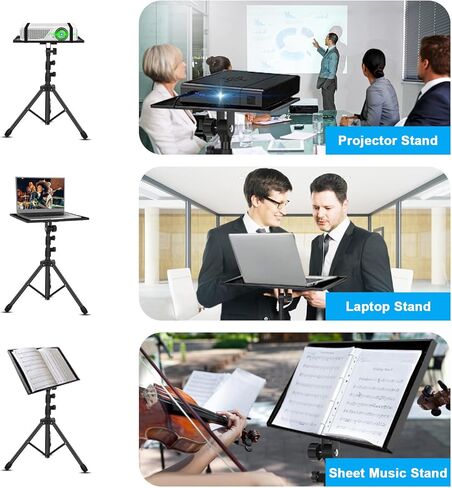 حامل جهاز عرض Borrow Sky، حامل كمبيوتر محمول محمول قابل للتعديل بارتفاع من 22 بوصة إلى 49.2 بوصة، صينية 15 بوصة × 11.2 بوصة، إمالة 180 درجة، حامل ثلاثي القوائم لجهاز العرض للمكتب والمنزل والمسرح ورف DJ وحقيبة حمل in Kuwait