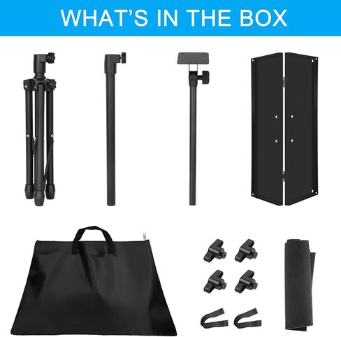 حامل جهاز عرض Borrow Sky، حامل كمبيوتر محمول محمول قابل للتعديل بارتفاع من 22 بوصة إلى 49.2 بوصة، صينية 15 بوصة × 11.2 بوصة، إمالة 180 درجة، حامل ثلاثي القوائم لجهاز العرض للمكتب والمنزل والمسرح ورف DJ وحقيبة حمل in Kuwait