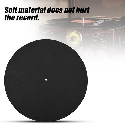 ASHATA Turntable Platter Mat, Turntable Platter Mat Black Rubber 1PCS Ultra-Thin Anti-Static Turntable Record Pad Antistatic Flat Soft Mat Slipmat Mat Pad, for Universal to in Saudi Arabia