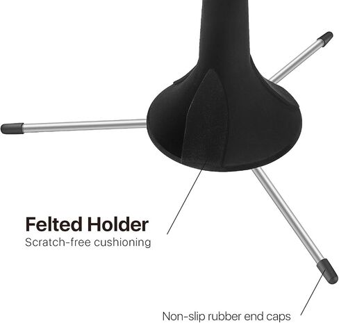 حامل البوق Flexzion In Bell Trumpet Stand حامل البوق المحمول حامل ثلاثي القوائم مدمج وقابل للطي من الفولاذ 3 أرجل بوق أسود وحامل Flugelhorn، على مستوى الأرضية مع مقصورة ربط للتخزين الذاتي ومنصات شعر in Kuwait