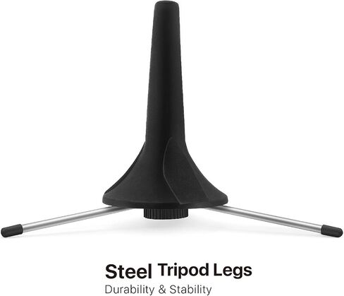 حامل البوق Flexzion In Bell Trumpet Stand حامل البوق المحمول حامل ثلاثي القوائم مدمج وقابل للطي من الفولاذ 3 أرجل بوق أسود وحامل Flugelhorn، على مستوى الأرضية مع مقصورة ربط للتخزين الذاتي ومنصات شعر in Kuwait
