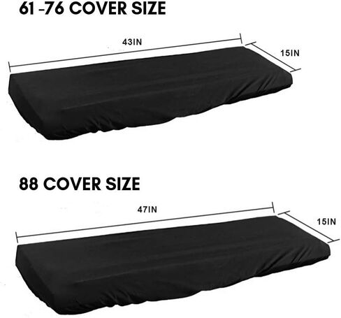 غطاء غبار لوحة مفاتيح البيانو لـ 61/76/88 مفتاحًا - غطاء لوحة مفاتيح واقٍ قابل للتمدد للبيانو الكهربائي/الرقمي، مشبك قفل سلك مرن، يمكن غسله في الغسالة (88 مفتاحًا) in Kuwait