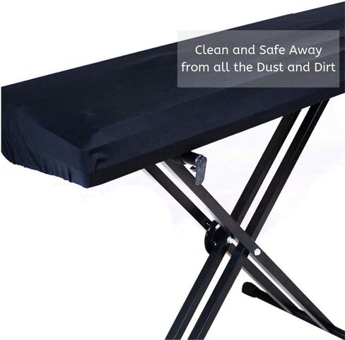 غطاء غبار لوحة مفاتيح البيانو لـ 61/76/88 مفتاحًا - غطاء لوحة مفاتيح واقٍ قابل للتمدد للبيانو الكهربائي/الرقمي، مشبك قفل سلك مرن، يمكن غسله في الغسالة (88 مفتاحًا) in Kuwait