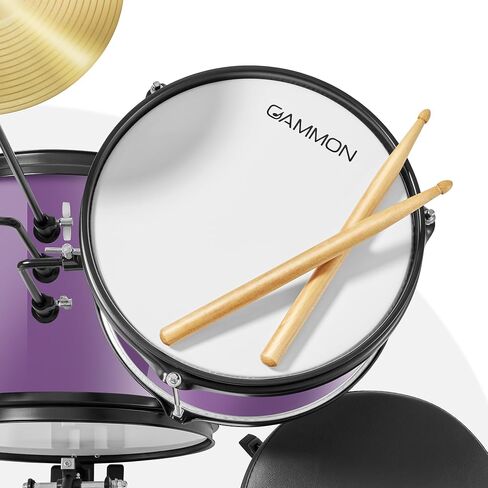 Gammon 3-Piece Kids Drum Set with Throne - Black, Junior Beginner Kit with Bass Drum, Toms, Cymbal, Pedal, and Drumsticks in Saudi Arabia