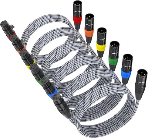 كابلات JOLGOO XLR بطول 50 قدم عبوتين، كابل DMX، كابل ميكروفون XLR ذكر إلى أنثى XLR متوازن 3 دبابيس XLR للاستخدام في الاستوديو والمرحلة in Kuwait