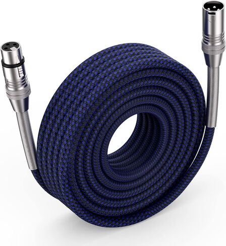 XLR Cable 50ft, Ciwoda Multi-Color Heavy Duty Nylon Braided XLR Male to Female, Microphone Cable 3 Pin Balanced XLR Cable Compatible with Speakers, Microphones, Stage Lighting and More - Blue in Kuwait