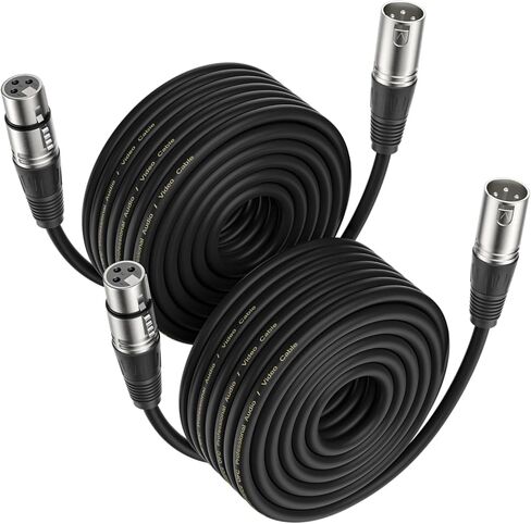 XLR Cables 75ft 2-Packs - Standard Balanced XLR Microphone Cable with 3-Pin XLR Male to Female Cables, Black in Kuwait
