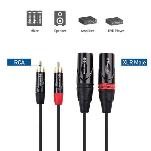 كابل ماترز كابل توصيل مزدوج RCA إلى XLR غير متوازن بطول 10 أقدام، 2 كابل ذكر RCA إلى XLR (كابل XLR مزدوج إلى RCA) - 10 أقدام in Saudi Arabia