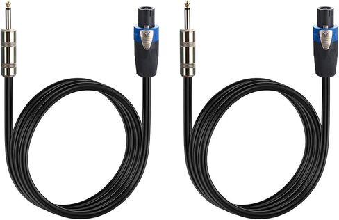 exoton 2 حزمة 25 قدم مكبر صوت إلى 1/4 بوصة كابلات مكبر صوت ذكر، سلك توصيل مضخم صوت احترافي بقياس 12 سلك AWG، سلك كابل مكبر صوت DJ/PA مع موصل قفل ملتوي-2 in Kuwait