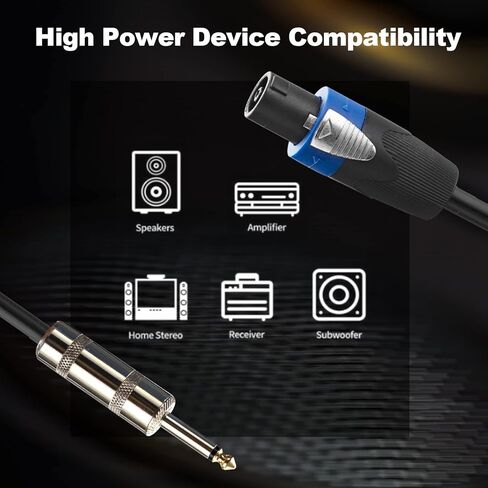 exoton 2 حزمة 25 قدم مكبر صوت إلى 1/4 بوصة كابلات مكبر صوت ذكر، سلك توصيل مضخم صوت احترافي بقياس 12 سلك AWG، سلك كابل مكبر صوت DJ/PA مع موصل قفل ملتوي-2 in Kuwait