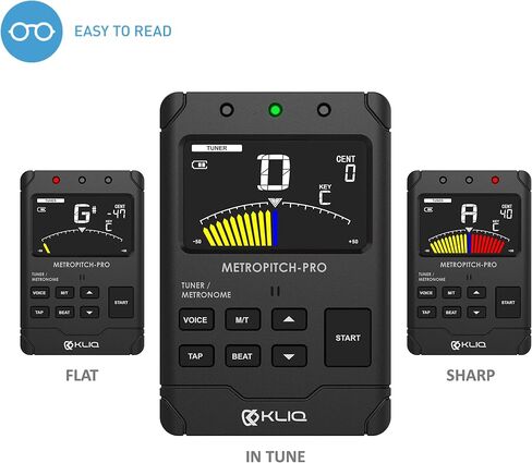 KLIQ MetroPitch - موالف Metronome لجميع الأدوات - مع الجيتار، والجير، والكمان، والقيثارة، وأوضاع الضبط اللوني (MetroPitch، أسود) in Saudi Arabia