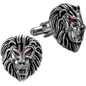 HAWSON Vintage Lion Head Cufflinks for Men with Gift Box, Gold Silver Black Tone Cuff Links for Men's Dress Shirts and French Cuff Shirts, Mens Personalized Jewelry or Accessories Unique