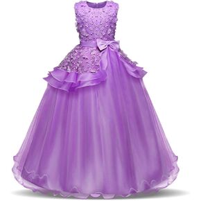 NNJXD Girl Sleeveless Embroidery Princess Pageant Dresses Kids Prom Ball Gown