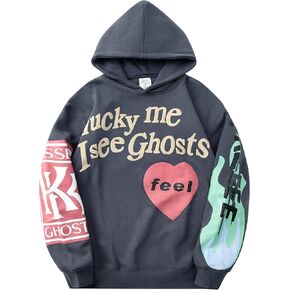 I See Ghosts Hoodie Rapper Unisex Couple Sweatshirt Hip Hop Hooded Grey in Saudi Arabia