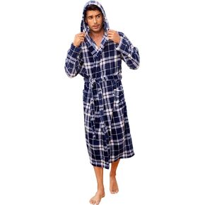 Vulcanodon Mens Robe with Hood, Fleece Bathrobe Plush Robes for Men