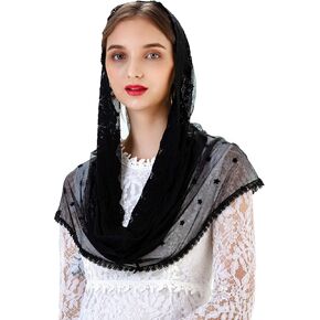 PAMOR Infinity Venise Lace Chapel Veil Latin Mass Mantilla Floral Church Veils Head Covering