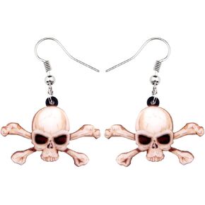 NEWEI Acrylic Halloween Sweet Pirate Skull Earrings Drop Dangle Fashion Charms Jewelry For Women Girls Gift