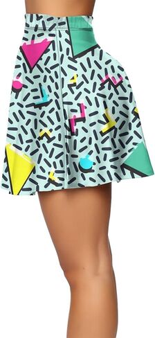 SHOUENN عيد الفصح نمط الزخرفية البيض مظلة قصيرة تنورة عالية الخصر اندلعت السيدات تنورة صغيرة in Kuwait