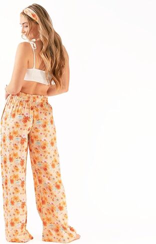 سروال نسائي واسع الساق برباط من Lotus and Luna سروال تايلاندي للشاطئ والصالة سروال بوهو عالي الخصر مع جيوب in Kuwait