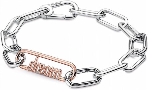 PANDORA Styling Dream Word Link Bracelet Charm Me Bracelets - Stunning Women's Jewelry - Gift for Women - Made Rose in Saudi Arabia
