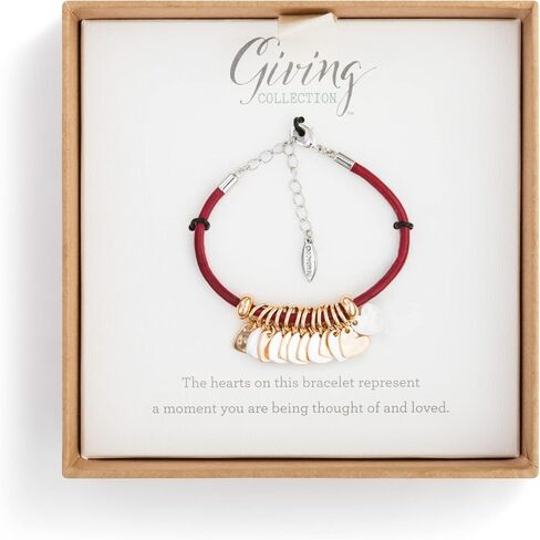 DEMDACO Golden Silver Tone Heart Red One Size Fits Most Brass Leather and Metal Charm Bracelet in Saudi Arabia