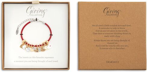 DEMDACO Golden Silver Tone Heart Red One Size Fits Most Brass Leather and Metal Charm Bracelet in Saudi Arabia