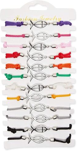 أساور دينية للرجال والنساء، سمكة مسيحية (عبوة من 12 قطعة), معدن, زنك in Kuwait