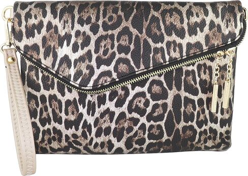 B BRENTANO Fold-Over Envelope Wristlet Clutch Crossbody Bag with Tassel Accents in Kuwait