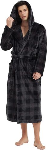 Vulcanodon Mens Robe with Hood, Fleece Bathrobe Plush Robes for Men in Saudi Arabia