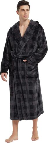 Vulcanodon Mens Robe with Hood, Fleece Bathrobe Plush Robes for Men in Saudi Arabia