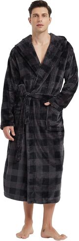Vulcanodon Mens Robe with Hood, Fleece Bathrobe Plush Robes for Men in Saudi Arabia