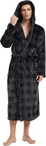 Vulcanodon Mens Robe with Hood, Fleece Bathrobe Plush Robes for Men in Saudi Arabia