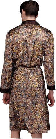 Lavenderi Mens Silky Satin Lounge Robe, Long Lightweight Sleepwear in Kuwait