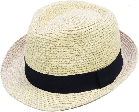IFSUN Unisex Kids Boys Girls Straw Hat Fedora Cap Jazz Hat Short Brim Sun Hat in Kuwait