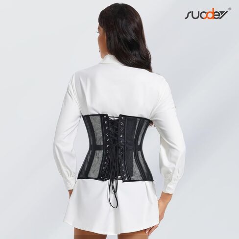 SUOSDEY Women Underbust Corset 24 Double Steel Boned Heavy Duty Waist Trainer Shapewear Renaissance Pirate Steampunk Bustier in Saudi Arabia