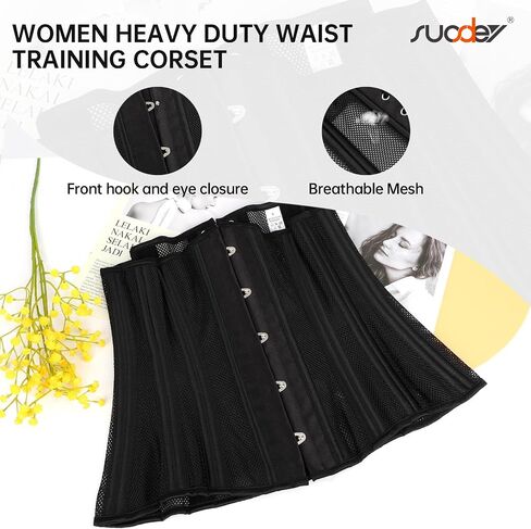 SUOSDEY Women Underbust Corset 24 Double Steel Boned Heavy Duty Waist Trainer Shapewear Renaissance Pirate Steampunk Bustier in Saudi Arabia