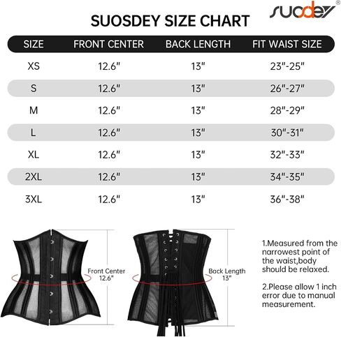 SUOSDEY Women Underbust Corset 24 Double Steel Boned Heavy Duty Waist Trainer Shapewear Renaissance Pirate Steampunk Bustier in Saudi Arabia