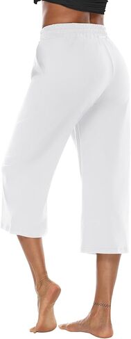 سراويل كابري نسائية من DIBAOLONG سراويل قصيرة واسعة الساق فضفاضة ومريحة برباط صالة بيجامة يوجا كابريس للنساء مع جيوب in Kuwait