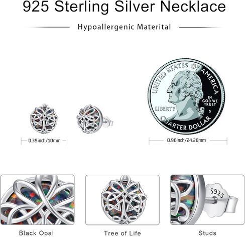 أقراط شجرة الحياة للنساء 925 من الفضة الإسترلينية العقيق الأسود الثالوث عقدة سلتيك أقراط شجرة أقراط شجرة الحياة مجوهرات هدية للفتيات in Kuwait