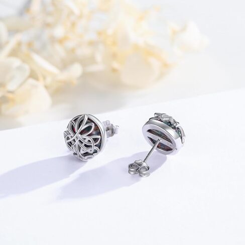 أقراط شجرة الحياة للنساء 925 من الفضة الإسترلينية العقيق الأسود الثالوث عقدة سلتيك أقراط شجرة أقراط شجرة الحياة مجوهرات هدية للفتيات in Kuwait