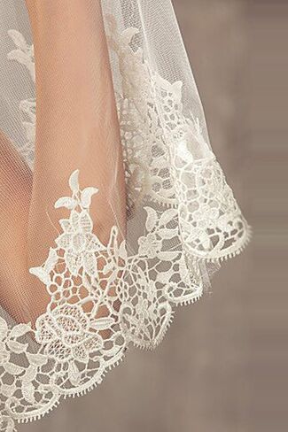 Babyonlinedress أبيض عاجي من الدانتيل حافة كاتدرائية طول الزفاف الحجاب + مشط in Kuwait