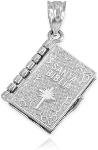 مجوهرات ديني بواسطة FDJ Sterling Silver 3D Santa Biblia Book w/Lord Prayer in Spanish Charm Pendant in Saudi Arabia