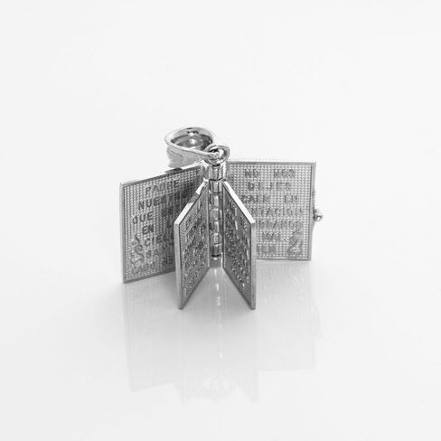 مجوهرات ديني بواسطة FDJ Sterling Silver 3D Santa Biblia Book w/Lord Prayer in Spanish Charm Pendant in Saudi Arabia